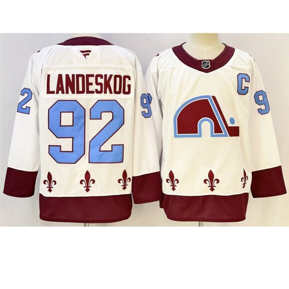 Mens Gabriel Landeskog White Stitched Jersey